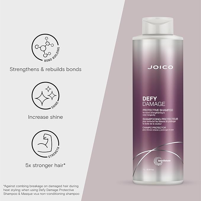 Joico Defy Damage Protective Shampoo | For Color-Treated Hair | Strengthen Bonds & Preserve Hair Color | With Moringa Seed Oil & Arginine | 33.8 Fl Oz