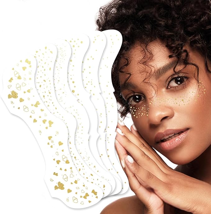 Glitter Freckles - 6PCS Makeup Patches, Silver Fake Freckles, 6 Mixed Styles Glitter Freckles Face Tattoo, Water-Repellent Face Glitter, Temporary Party Makeup Accessory Face Glitter for Kids