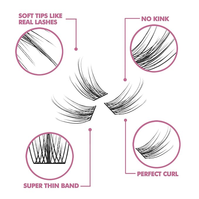DIY Eyelash Extension, 3D Effect Individual Melt Flare Lash Cluster Natural Lashes Set, Home Eyelash Extension, D curl Lashes Pack 12mm,14mm (14MM-Spikes)
