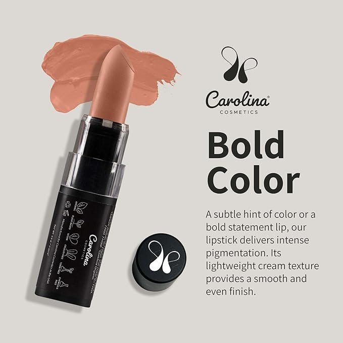 Carolina COSMETICS - Plant-Based Moisturizing Lipstick - Cozy Shade 0.15oz- Hydrating with Cocoa Oil, Gluten-Free, Vegan, Non-GMO, Paraben-Free - Lightweight Cream Texture