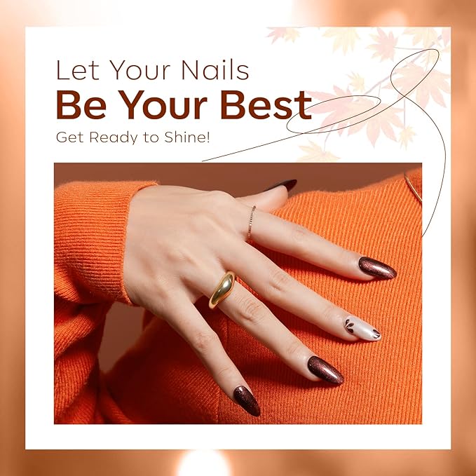 modelones Chameleon Gel Nail Polish Set, 6 Colors Fall Gel Polish Kit Glitter Shimmer Brown Orange Yellow Soak Off LED Nail Lamp Home Gift DIY Salon For Women Girl