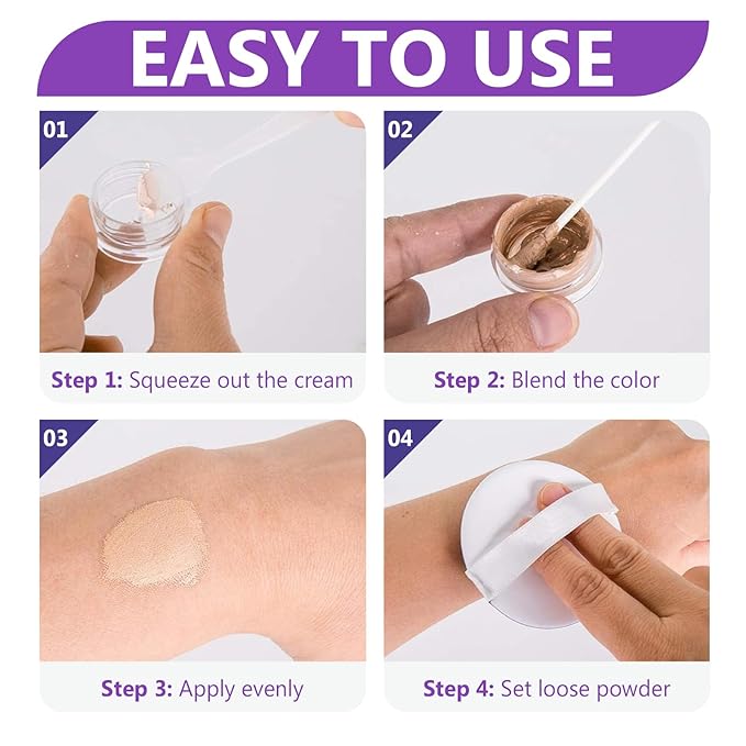 Tattoo Cover Up Makeup Waterproof, Sweatproof Tattoo Cover Up Concealer, Long-Lasting for Tattoos, Vitiligo, Spots, Scars, Invisible Skin Concealer, 2 Colors