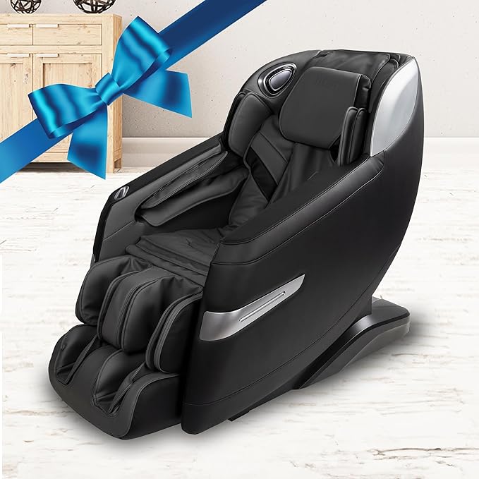 Osaki Titan Quantum Black Massage Chair with 3D SL-Track Rollers, 3 Step Zero Gravity, Full Body Airbag Massage, Intelligent Voice Control, Back & Calf Heat and Foot Roller Massage