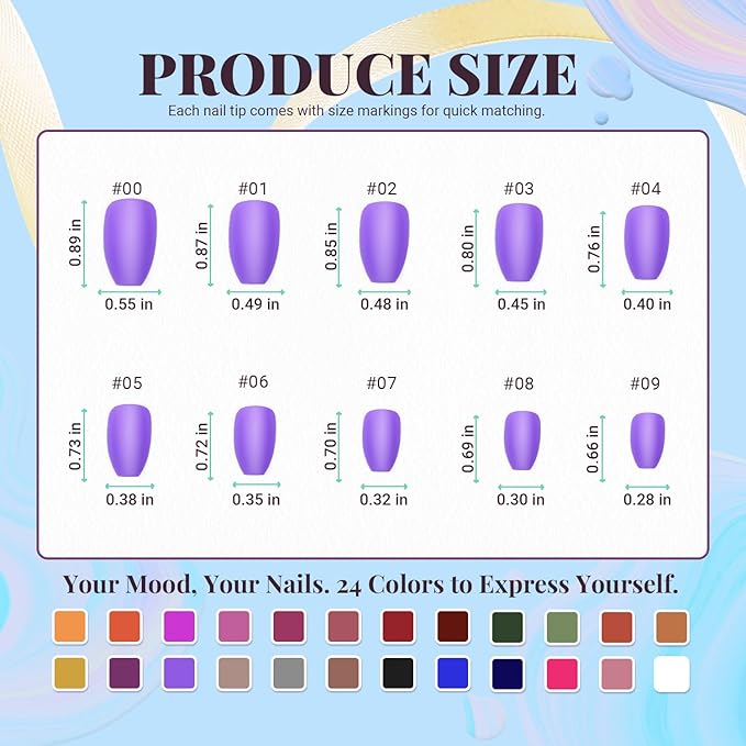 TsMADDTs Matte Press on Nails Coffin, Short Matte Fake Nails Almond 720PCS with Nail Adhesive Tabs, Files, Stickers, Tweezer, Glue for Nail Art DIY at Home