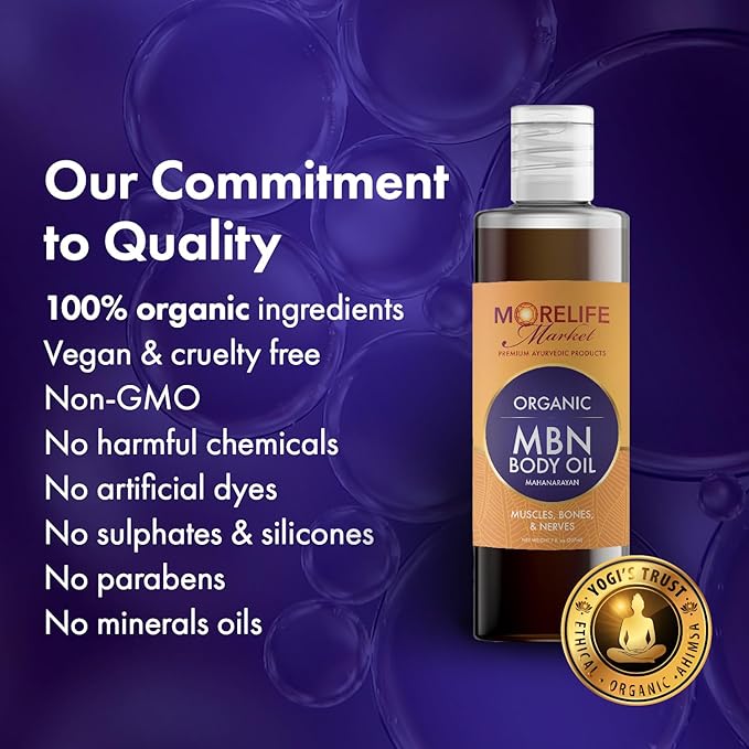 Premium MBN Body Oil for Pain Relief | Ayurvedic Mahanarayan Massage Oil for Muscle, Bone, Nerves & Joint Support with Organic Ashwagandha | Vata Balancing & Pain-Free Ritual – 7 fl oz