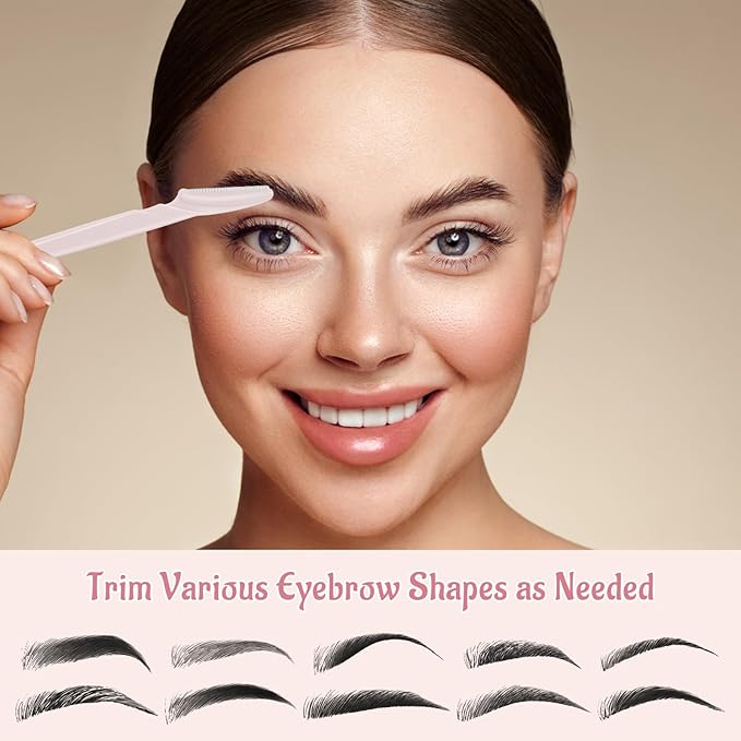 16 Pcs Light Pink Eyebrow Razor, Face Razors Multipurpose, Facial Razors for Women Men, Eyebrow Trimmers Shaver with Protective Cover, Dermaplaning Tools for Face Body Use, Facial Hair Removal Tools