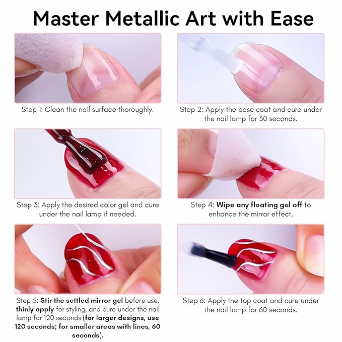 Makartt Metallic Silver Liner Gel Nail Polish: Mirror Chrome Effect Nail Polish with Built in Thin Brush, Soak Off Gel UV/LED for DIY Manicure, Home, and Salon Nail Art Designs 8ml