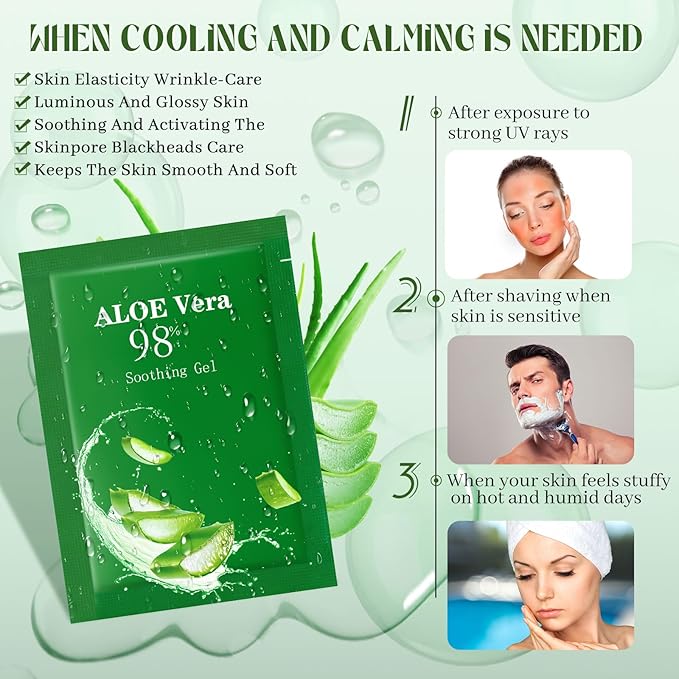 30 Pcs Travel Size Aloe Vera Gel 98% Organic After Sun Moisturizer for Face, Body, Soothing Hydrating Lotion Bulk for Winter Vacation, Guests Skin Care Gifts