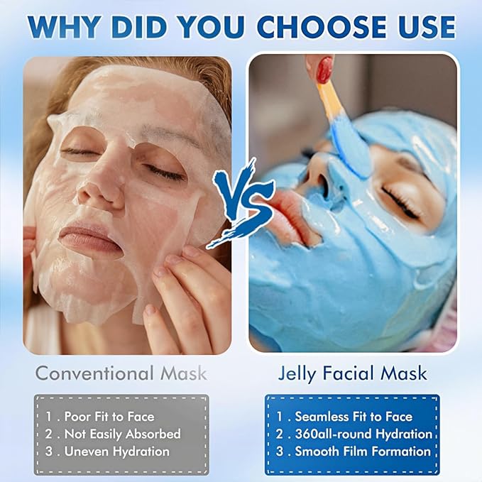 23 Fl Oz Jelly Mask Powder for Facials Professional Natural Gel Face Masks, Hydrating & Moisturizing Jelly Mask SkinCare（Hyaluronic Acid）