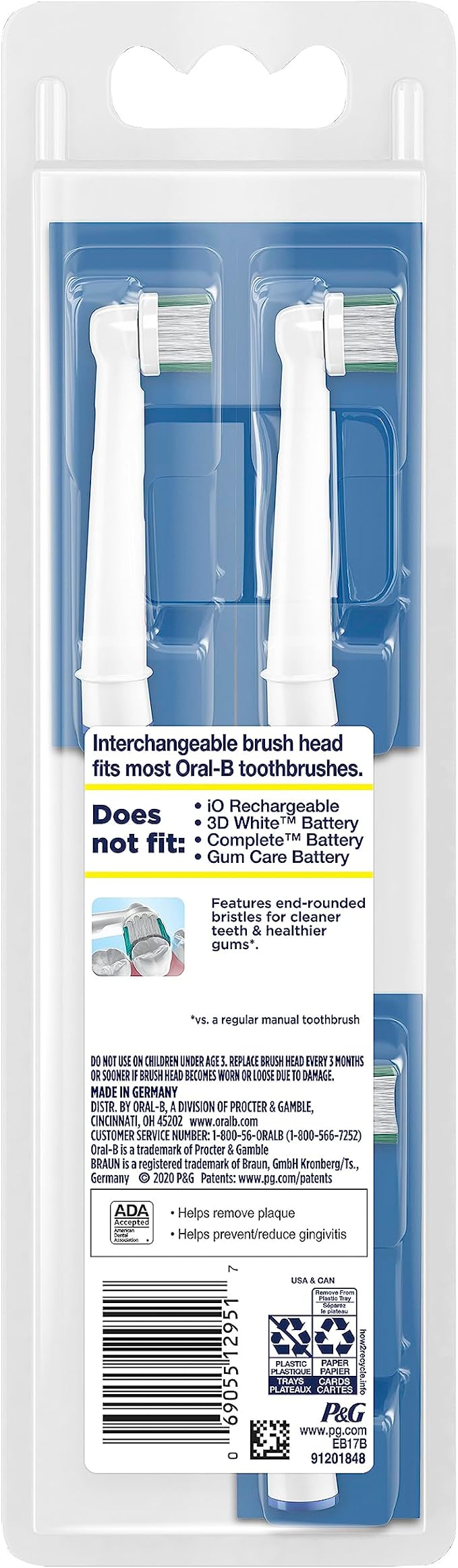 Oral-B Daily Clean Replacement Brush Heads for an Oral-B Electric Toothbrush, Pack of 3