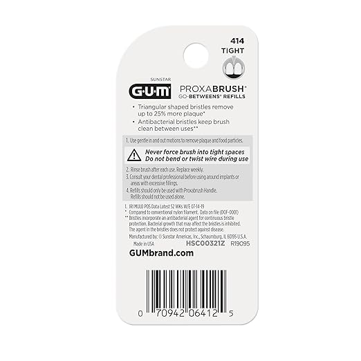 GUM Proxabrush Go-Betweens Refills - Tight - Compatible with GUM Permanent Handle -Reusable Interdental Brushes for Tight Teeth - Soft Bristled Dental Picks, 8 Count (Pack of 6)