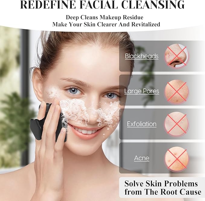 VWMYQ Silicone Face Scrubber - Exfoliating Face Scrubber for Women and Man, Gentle Facial Cleansing Brush Blackhead Acne Pore Pad Cradle Cap, Manual Soft Face Wash Brush for Deep Skin Care