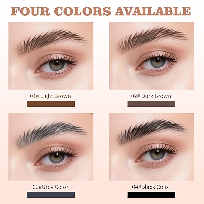 QIC Eyebrow Pen, Lightweight Waterproof Microblading Eyebrow Pencil, Smudge & Transfer Proof 4 Tip Brow Pen (Grey)