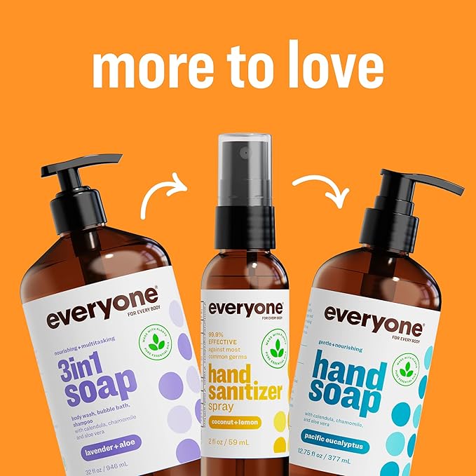 Everyone Liquid Hand Soap, 12.75 Ounce (Pack of 3), Apricot and Vanilla, Plant-Based Cleanser with Pure Essential Oils