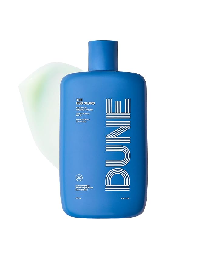 The Bod Guard - Award-Winning Clear Invisible Gel Body Sunscreen - Broad Spectrum SPF 30 Protection, 72 Hour Hydration, 40 Mins. Water Resistant, Reef Friendly, Non-Greasy (8.4 Fl Oz)