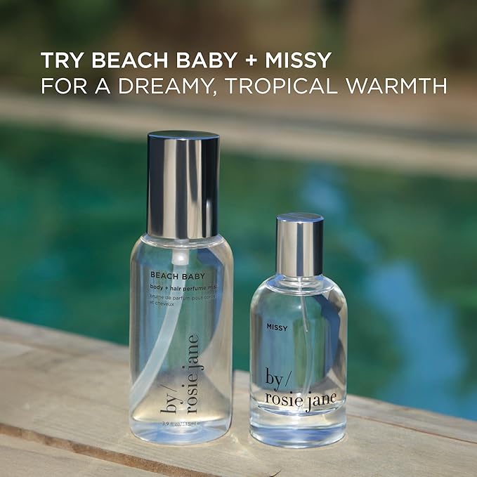 By Rosie Jane Body & Hair Perfume Mist (Beach Baby) - Clean Hair & Body Mist for Women - With Notes of Orange Spritz, Ocean Water & Ylang Ylang (115ml)