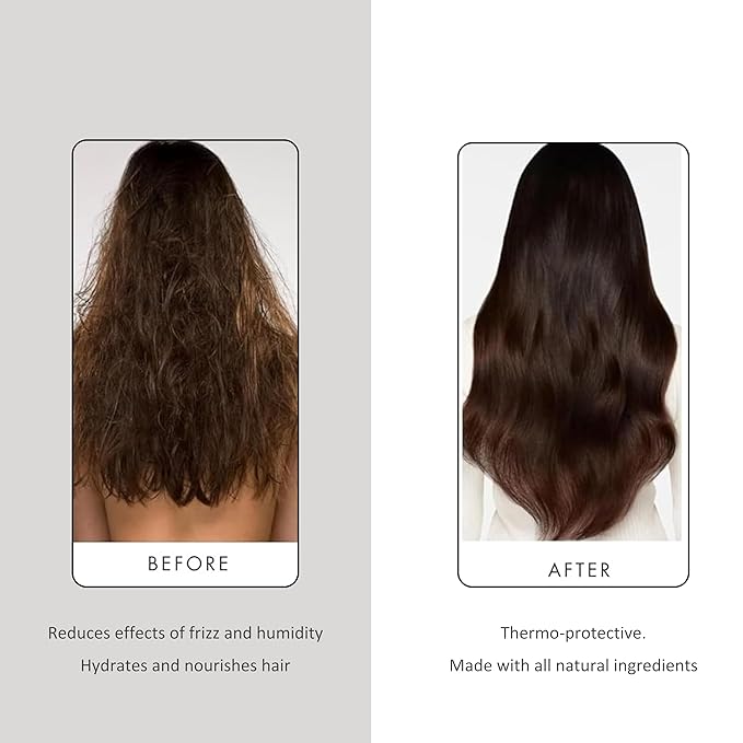 PREVIA Anti-Frizz Taming Gloss with Organic Almond - Heat Protectant Serum for Frizzy Hair - Smooth, Hydrating, Anti-Humidity, Glossy Finish Hair Serum for All Hair Types, Vegan & Paraben Free 3.38 oz