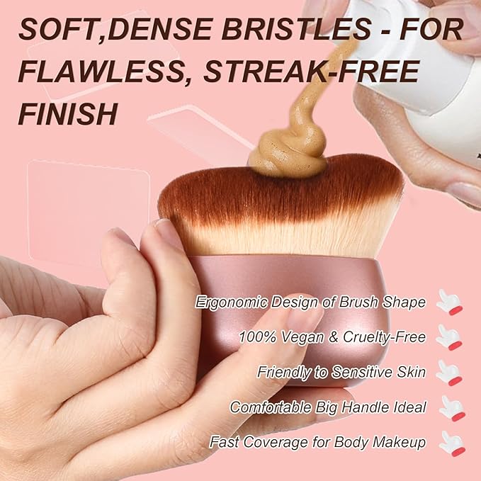 Extra Large Body Makeup Brush for Self Tanner,75mm Face Leg Makeup &Body Kabuki Blending Brush for Tanning Lotion,Wide-headed Bronzer Brush,Body Coverage Applicator for Tattoo Cover up Makeup