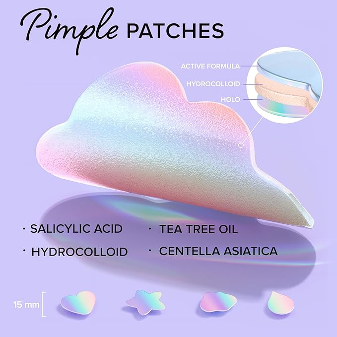 MAREE Star Pimple Patches for Face 2 PACK - Hydrocolloid Acne Patches w/Salicylic Acid, Tea Tree Oil & Centella - Cute Pimple Patches Stars - Teens Zit Patches Stickers - Parches Para Acne - 144 Dots