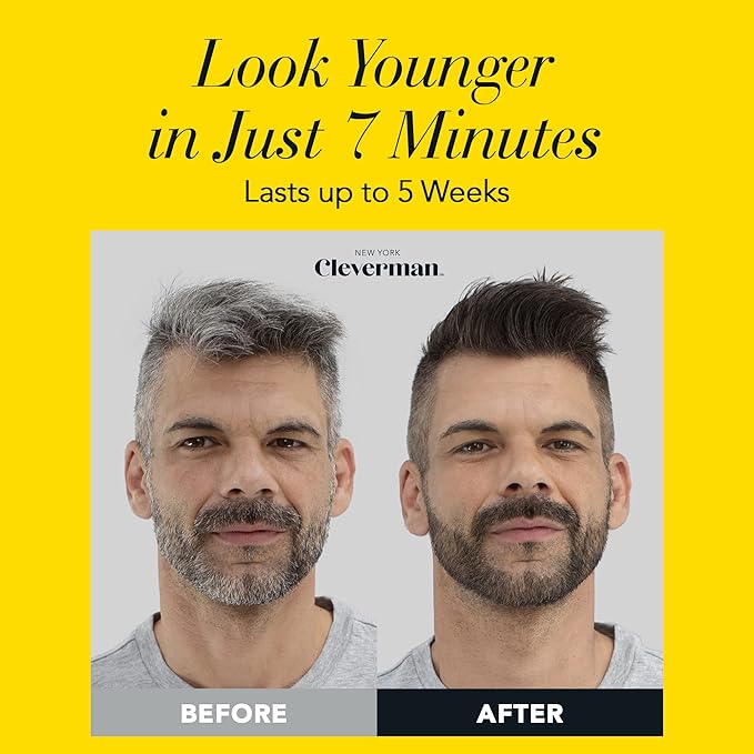 Cleverman Medium Blond All-in-One Reusable Kit for Men's Natural-Looking Gray Coverage - Professional-Quality Hair, Beard & Mustache Color, Ammonia-Free