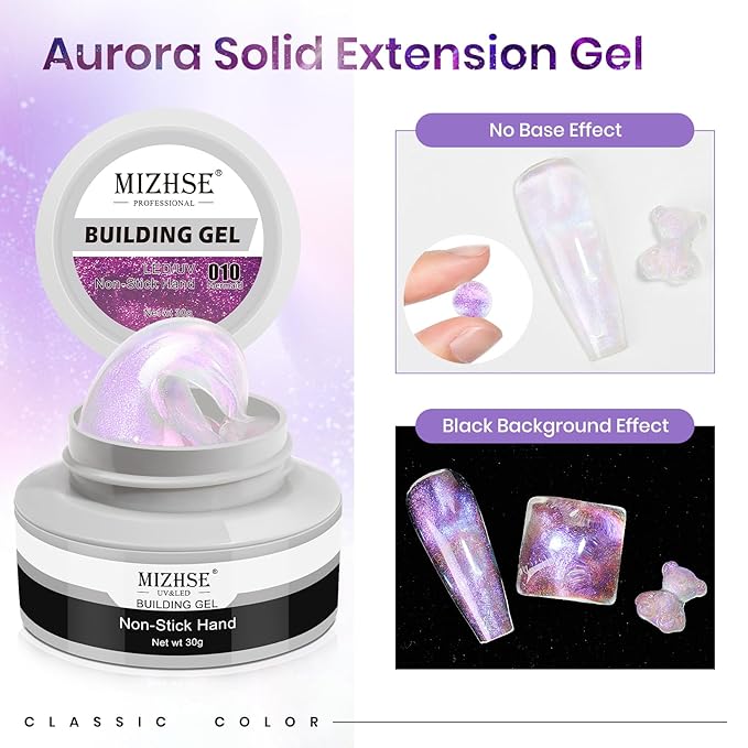 MIZHSE Solid Builder Gel for Nails - 30g/1oz Purple Mermaid Hard Gels for Nails 3D Gel with Dual Forms 3D Sculpting Pen Soak off U V Nail Builder Gels for Extension 3D Nail Art Women