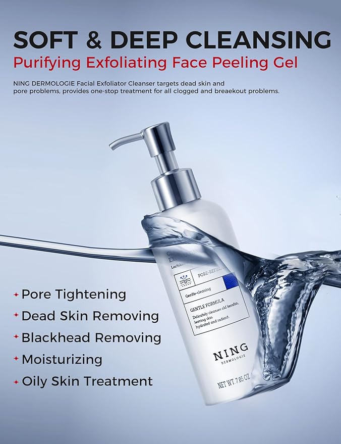 Exfoliating Face Scrub: Gentle Face Exfoliator Peeling Gel with PHA & AHA, Niacinamide - Chemical Exfoliant Peel Shot for Dead Skin Cells, Blackheads, Sebum Control & Pores Care 7.05OZ