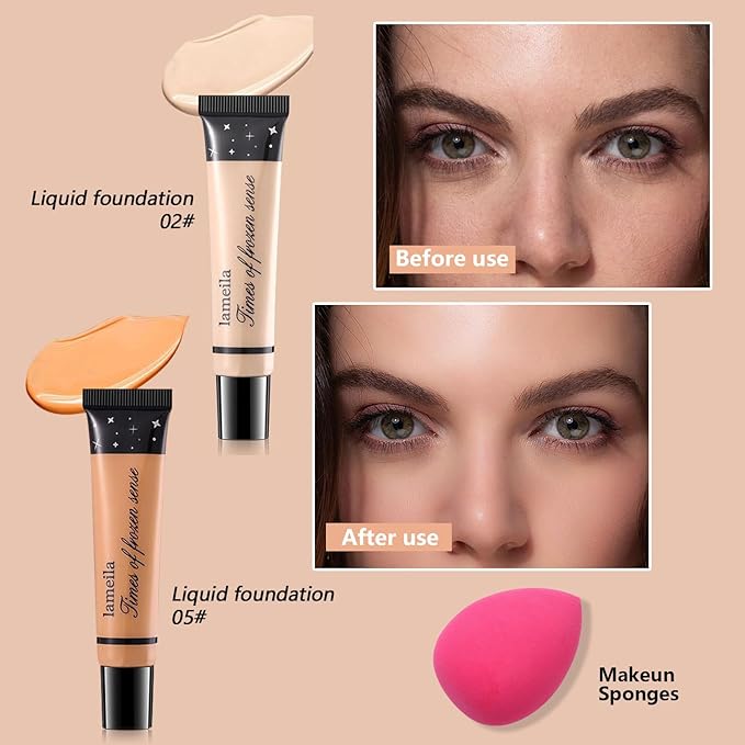 Makeup Kit for Teen Girls,All in One Makeup Kit for 2X16 Colors Eyeshadow Liquid Foundation Eyeliner Pencils Contouring Stick Lip Gloss Eyebrow Pencils 8Pcs Makeup Brushes etc (pink)