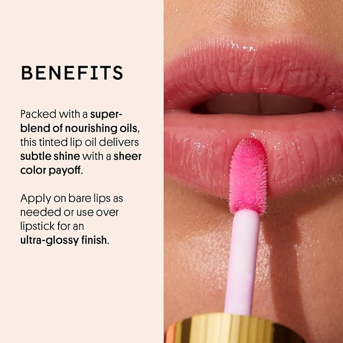 Winky Lux Luscious Barely There Sheer Tinted Lip Oil - Hydrating Lip Gloss Tint, Cool Pink Glossy Lip Balm, Juicy Non Sticky Long Lasting Formula, Infused with Jojoba Oil & Soft Vanilla Scent