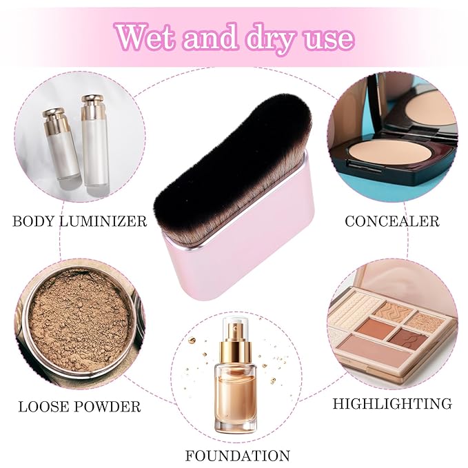 Self Tan Brush Soft Body Makeup Brush Portable Self Tanning Brush Self Tanner Face Brush For Body & Leg Makeup（Pink Rose Gold）