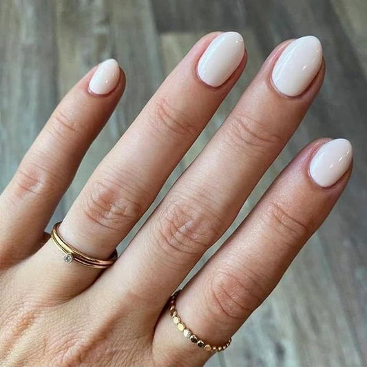 modelones Short Press on Nails, Oval Fake Nails Kit Press Ons with Nail Glue, Adhesive Tabs, Nail File, Prep Pad, Manicure Stick, 32Pcs 16 Sizes, White, Christmas