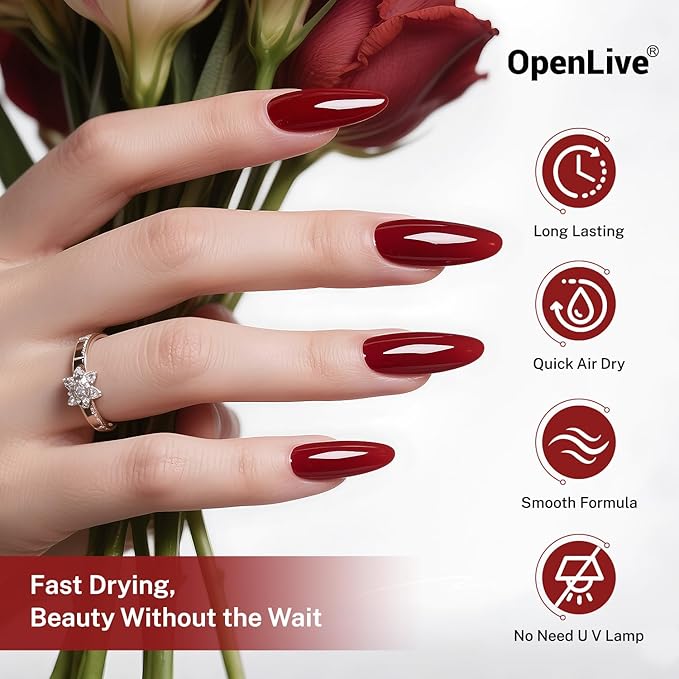 16.5ml Dark Red Nail Polish Large Volume Quick Dry Nail Polish, Long Lasting Shine, Fingernail Toenail Nail Art DIY Home Travel Nail Art Gift