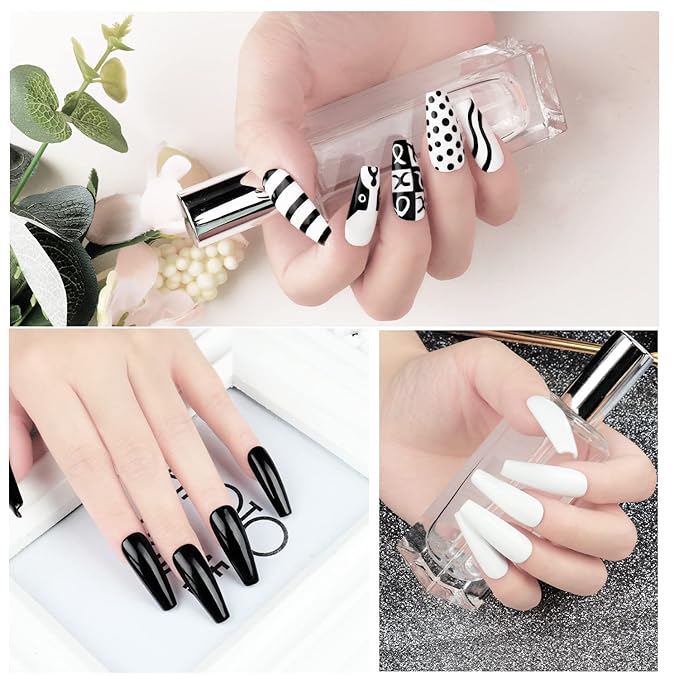Black White Gel Nail Polish, 2Pcs 15ml Gel Polish Set, Soak Off UV LED Nail Gel Polish Long Lasting Nail Art Starter Manicure Salon DIY at Home Design Decorations Nail Art Design