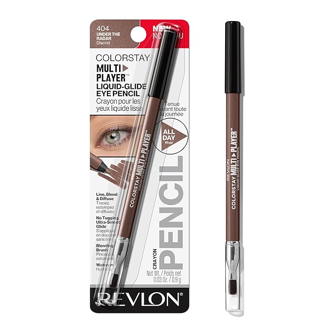 REVLON ColorStay Multiplayer Liquid-Glide Eye Pencil, Multi-Use Makeup With Blending Brush, Blends Then Sets, Creamy Texture, Waterproof, Smudge-proof, Longwearing, 404 Under the Radar, 0.03 Oz
