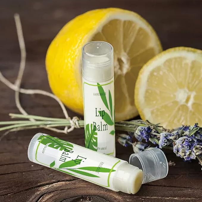 CRASPIRE Lip Balm Labels 80pcs Homemade Container（Leaves-Green）