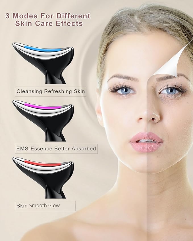 Face and Neck Massger for Skin Care Electric Face Neck Lifting Massager with 45℃ Heat & 3 Massage Modes for Wrinkles Facial Neck Massager (Black)