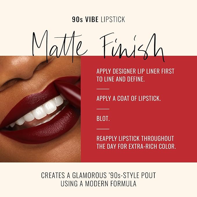 Runway Rogue 90s Vibe Lipstick, Moisturizing Matte Midnight-Merlot Dark Burgundy Lipstick, ‘1993’