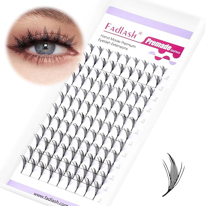 Premade Lash Fans Natural Anime Lashes 0.07 C Curl Manga Lashes Soft Black Eyelash Extensions for Professional Salon Use by FADLASH (0.07-C-8-14mm)