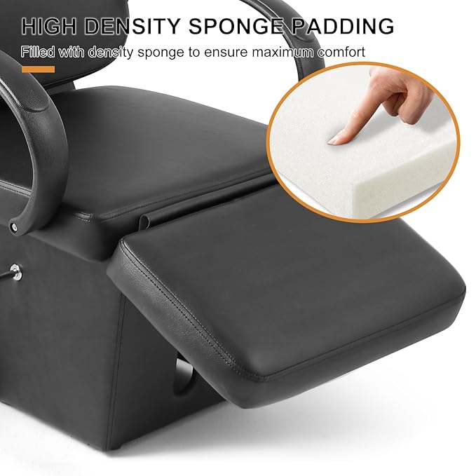 Artist hand Shampoo Bowl, 47" Ceramic Bowl Chair Adjustable Backwash Shampoo Station Footrest Salon Equipment