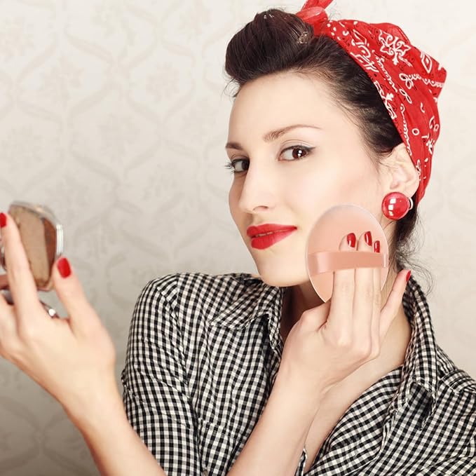 1 Pack 5 Inch Ultra Soft Washable Reusable Large Velour Loose Powder Puff Washable Round Sponge Puff for Face Body, Wet Dry Makeup Tool (skin color)