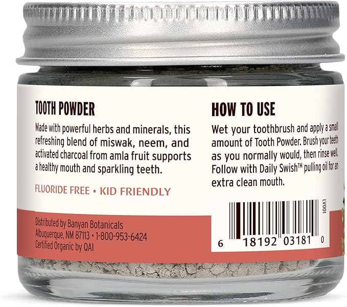 Banyan Botanicals Cinnamon Clove Tooth Powder – Ayurvedic Fluoride-Free Toothpaste Alternative with Miswak & Activated Charcoal from Amla – 0.75oz, 80+ Uses – Non GMO Sustainably Sourced Vegan