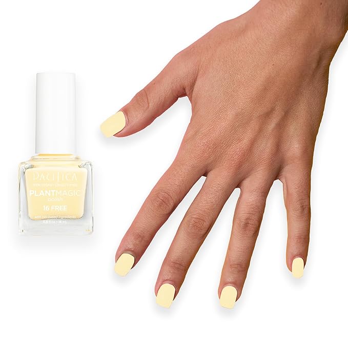 Pacifica Natural Nail Polish– Plant Magic Yellow Nail Polish - Plant Based, Non-Toxic & Clinically Tested - Lasting Colors, Glossy, Chip-Resistant, Clean Beauty, Dermatologist Approved, Happy Yellow