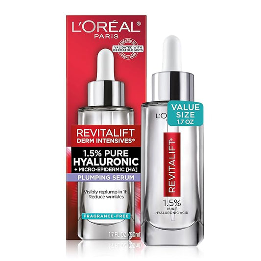 L'Oreal Paris Revitalift 1.5% Pure Hyaluronic Acid Face Serum, Hydrate & Reduce Wrinkles, Fragrance Free 1.7 oz