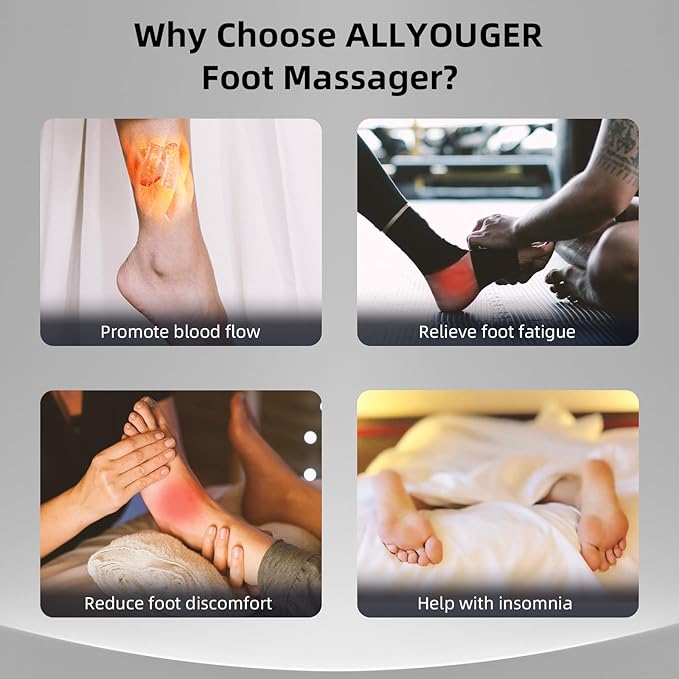 Shiatsu Foot Massager with Heat,Vibration,Air Compression and Deep Kneading for Plantar Fasciitis, Neuropathy,Improve Foot Wellness,Gifts for Women & Men（Silver）