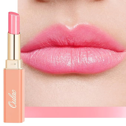 Oulac Shine Pink Lipstick for Women, 2 in 1 Glossy Light Pink Tinted Lip Balm, Hydrating Lipstick for Dry Lips, Moisture Shine Juicy Finish Vegan 2.2g/0.07oz (26)