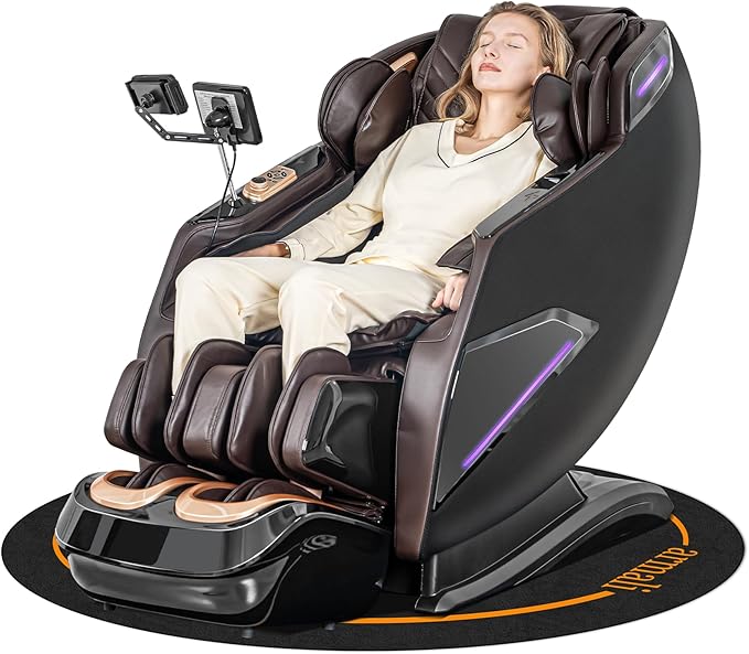 4D Massage Chairs Full Body,Zero Gravity SL-Track Shiatsu Massage Chair Recliner,Core Heating,20 Massage Techniques,Deep Yoga Stretch,Foot Rollers, Ai Voice,Touch Screen,Wireless Charging