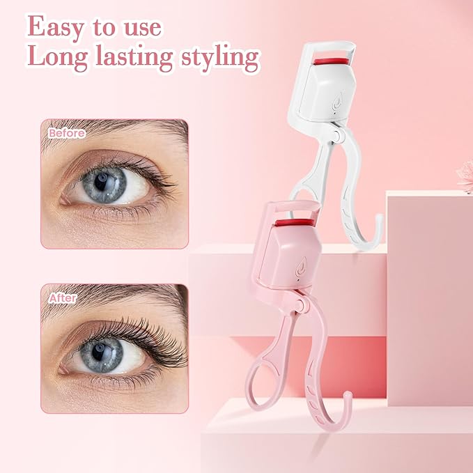 Electric Heated Eyelash Curler，Rechargeable Safe Anti-Burn Lash Curler for Quick Natural Curling Eye Lashes，5s Rapid Heating, 24 Hours Long Lasting，Create Beautiful Eyelashes