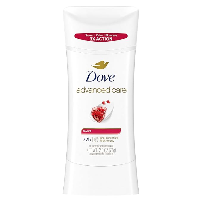 Dove Advanced Care Antiperspirant Deodorant Stick Revive to help skin barrier repair after shaving by boosting skin's ceramide levels 72 hour odor control and all-day sweat protection 2.6 oz