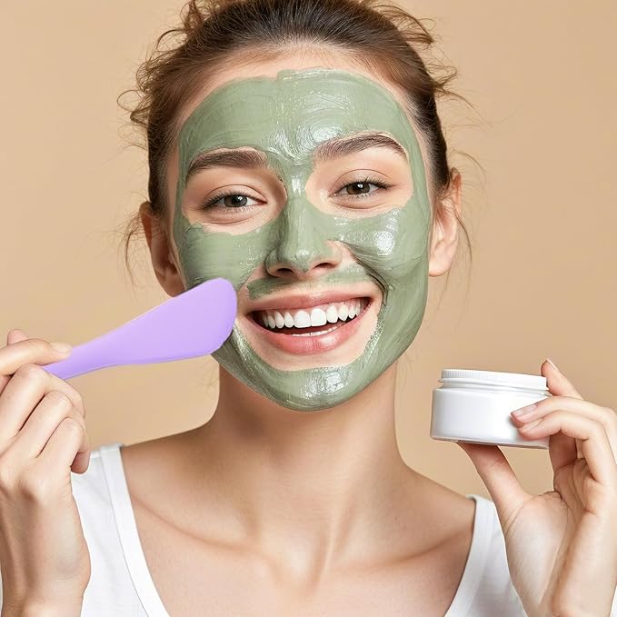 Pore Scrubber, Double-End Silicone Face Mask Brush Silicone Face Scrubber, 2Pcs Soft Mask Applicator Tool for Facial Mud,Facial Cleansing Brushes for Makeup Skincare Removal, Grey and Purple