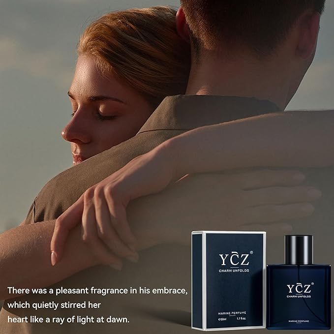 Ycz Charm Unfolds Marine Perfume for Men, 1.7 oz. Long Lasting Eau De Parfum Cologne For Men, Oriental Woody Fragrance - Ideal Special Occasions, Making it the Ideal gentlemen’s Gift (2-Pack).