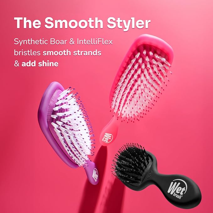 Wet Brush Shine Enhancer Hair Brush, Purple - Exclusive Ultra-soft IntelliFlex Bristles - Natural Boar Bristles Leave Hair Shiny And Smooth For All Hair Types - For Women, Men, Wet And Dry